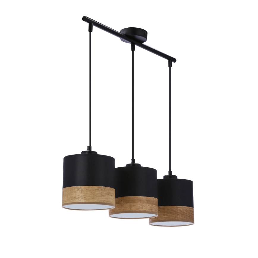 Lustr na lanku PORTO 3xE27/60W/230V černá/hnědá