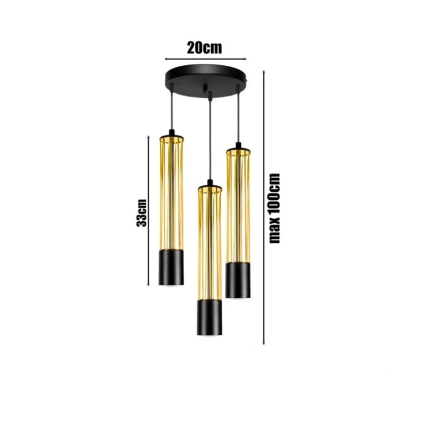 Lustr na lanku PRESCOT 3xGU10/40W/230V zlatá