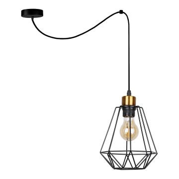Lustr na lanku PRIMO 1xE27/60W/230V pavouk černá/zlatá
