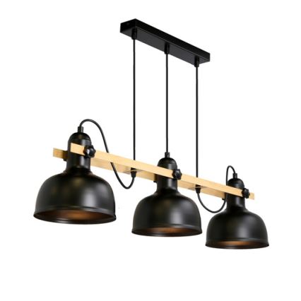 Lustr na lanku RENO 3xE27/40W/230V černá/hnědá