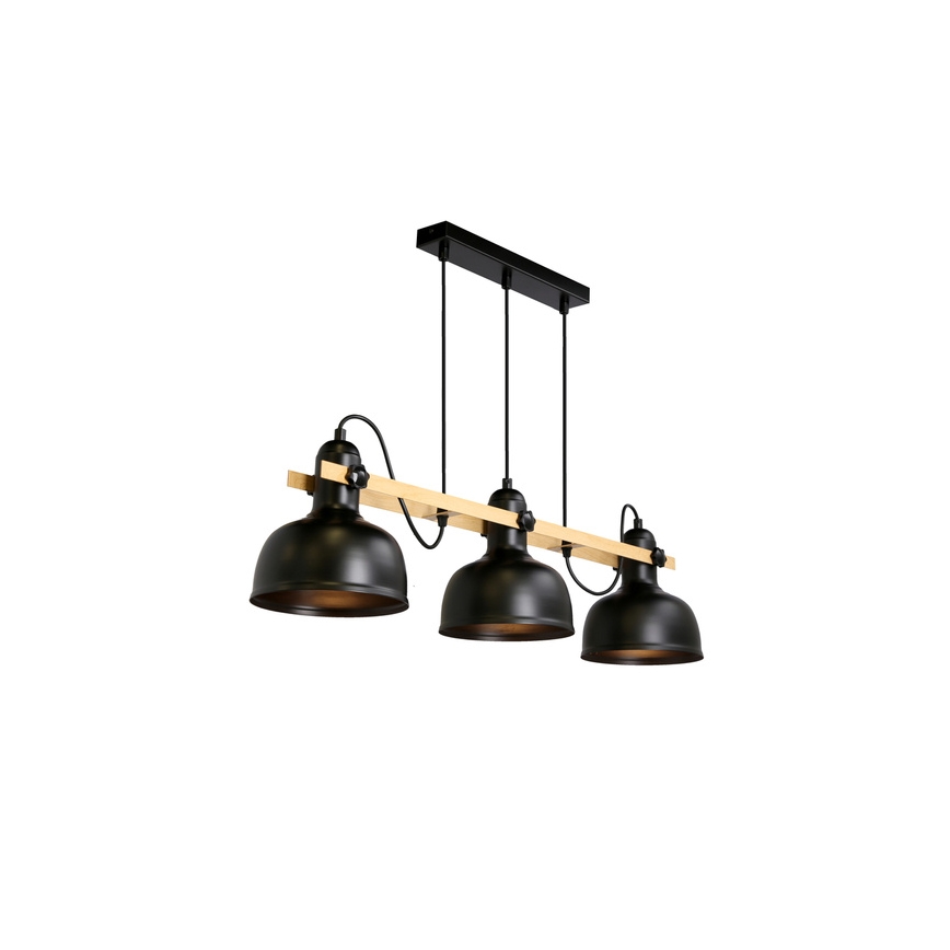Lustr na lanku RENO 3xE27/40W/230V černá/hnědá