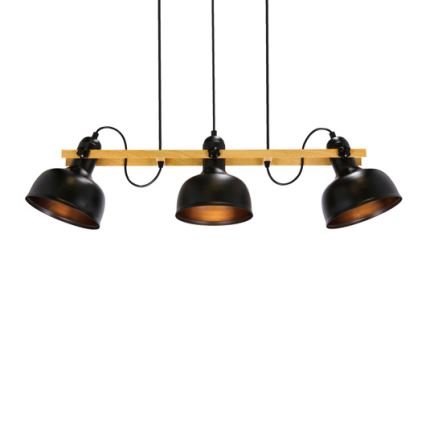 Lustr na lanku RENO 3xE27/40W/230V černá/hnědá