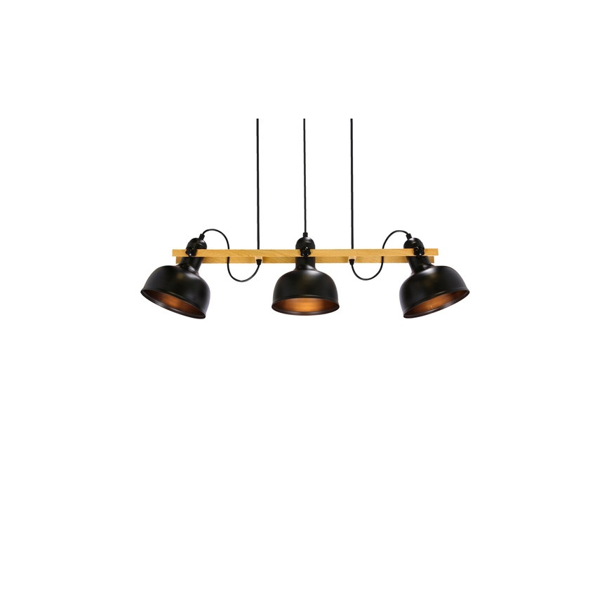 Lustr na lanku RENO 3xE27/40W/230V černá/hnědá