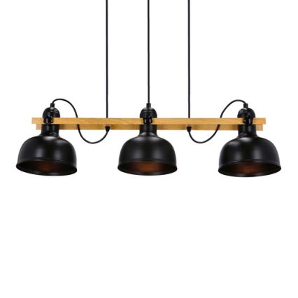 Lustr na lanku RENO 3xE27/40W/230V černá/hnědá