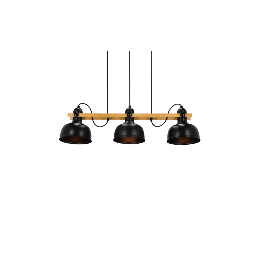 Lustr na lanku RENO 3xE27/40W/230V černá/hnědá