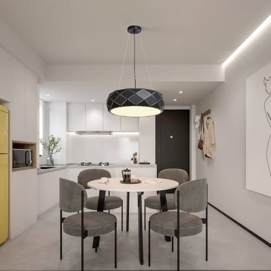 Lustr na lanku REUS 3xE27/40W/230V pr. 47 cm černá