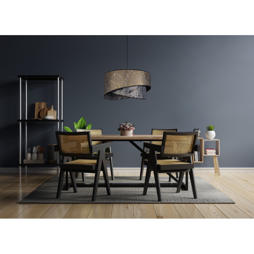 Lustr na lanku REZO 1xE27/60W/230V šedá/zlatá
