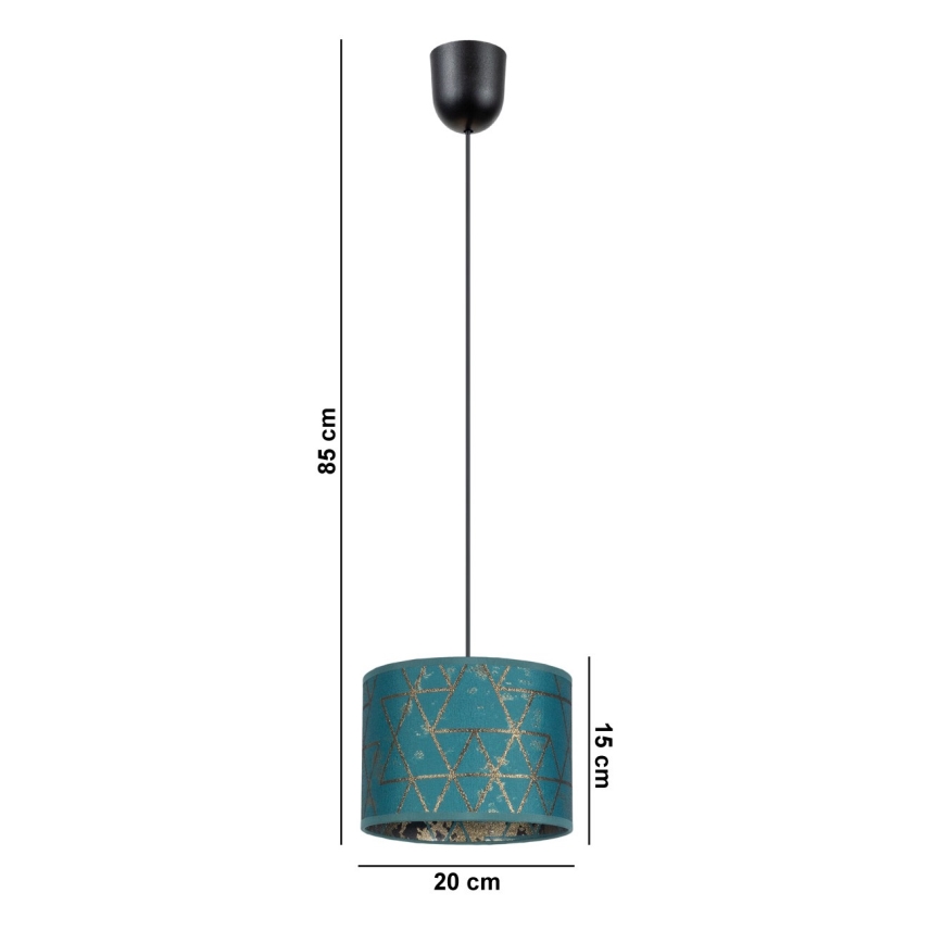 Lustr na lanku REZO 1xE27/60W/230V tyrkysová