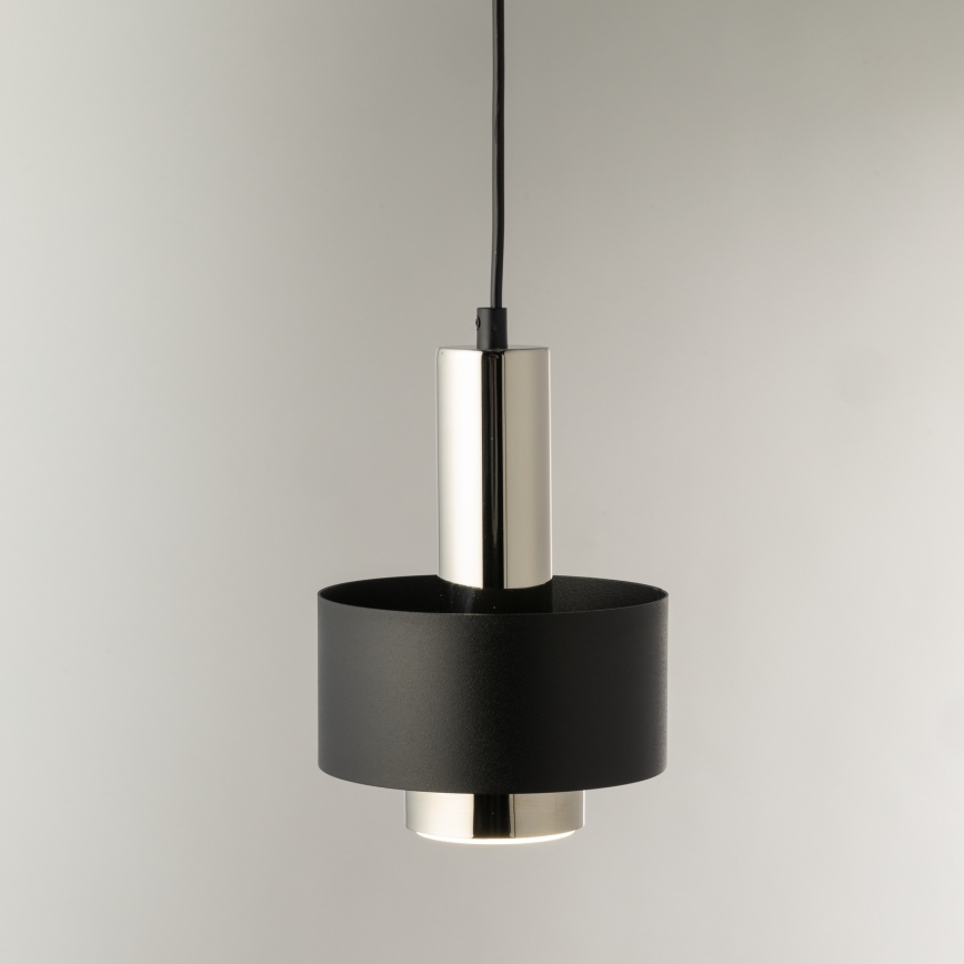 Lustr na lanku RIF LUX 1xGX53/12W/230V pr. 15 cm černá/lesklý chrom
