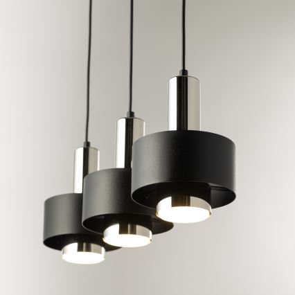 Lustr na lanku RIF LUX 3xGX53/12W/230V černá/lesklý chrom