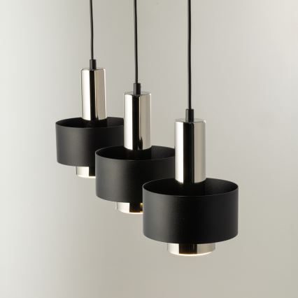 Lustr na lanku RIF LUX 3xGX53/12W/230V černá/lesklý chrom