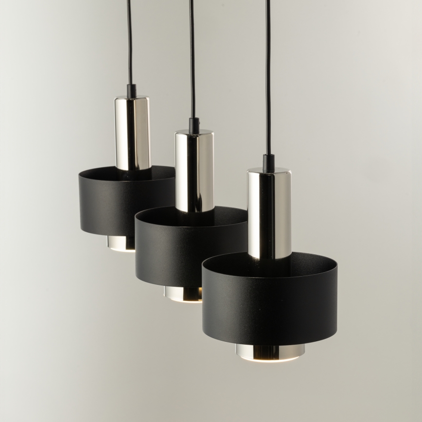 Lustr na lanku RIF LUX 3xGX53/12W/230V černá/lesklý chrom