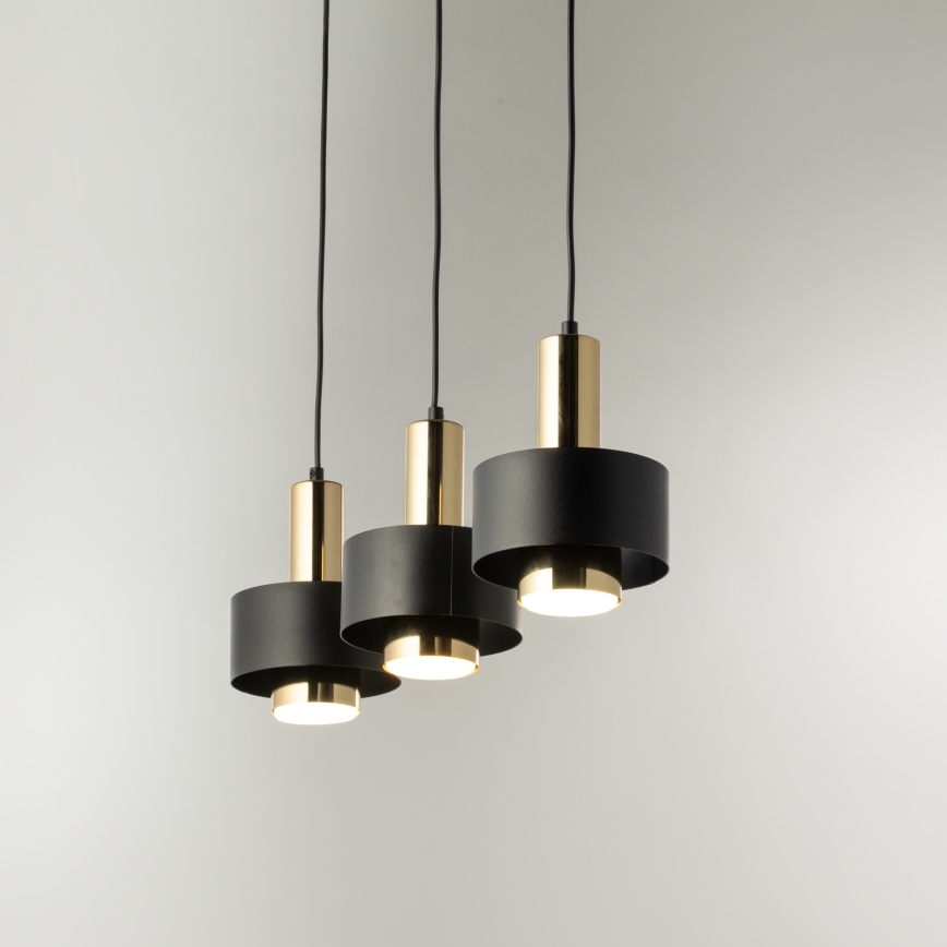 Lustr na lanku RIF LUX 3xGX53/12W/230V černá/zlatá