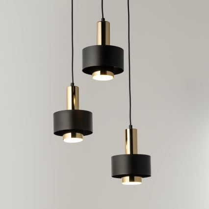 Lustr na lanku RIF LUX 3xGX53/12W/230V pr. 38 cm černá/zlatá