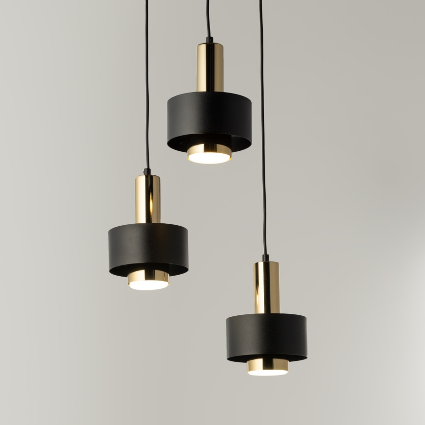 Lustr na lanku RIF LUX 3xGX53/12W/230V pr. 38 cm černá/zlatá