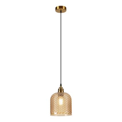 Lustr na lanku ROCCO 1xE27/15W/230V zlatá/kouřová béžová