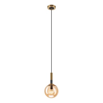 Lustr na lanku ROLLO 1xE14/5W/230V zlatá/kouřová béžová