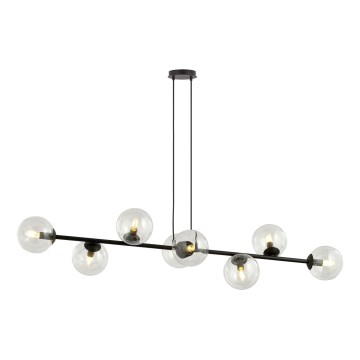 Lustr na lanku ROSSI 8xE14/10W/230V černá/čirá