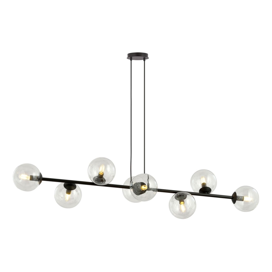Lustr na lanku ROSSI 8xE14/10W/230V černá/čirá