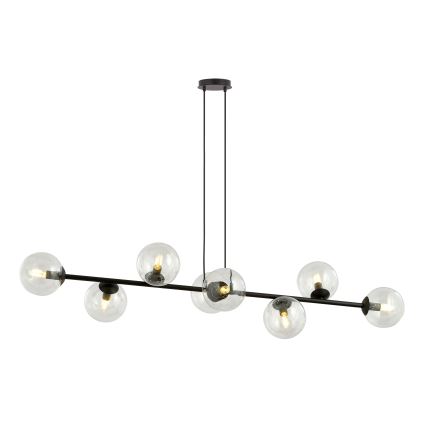 Lustr na lanku ROSSI 8xE14/10W/230V černá/čirá