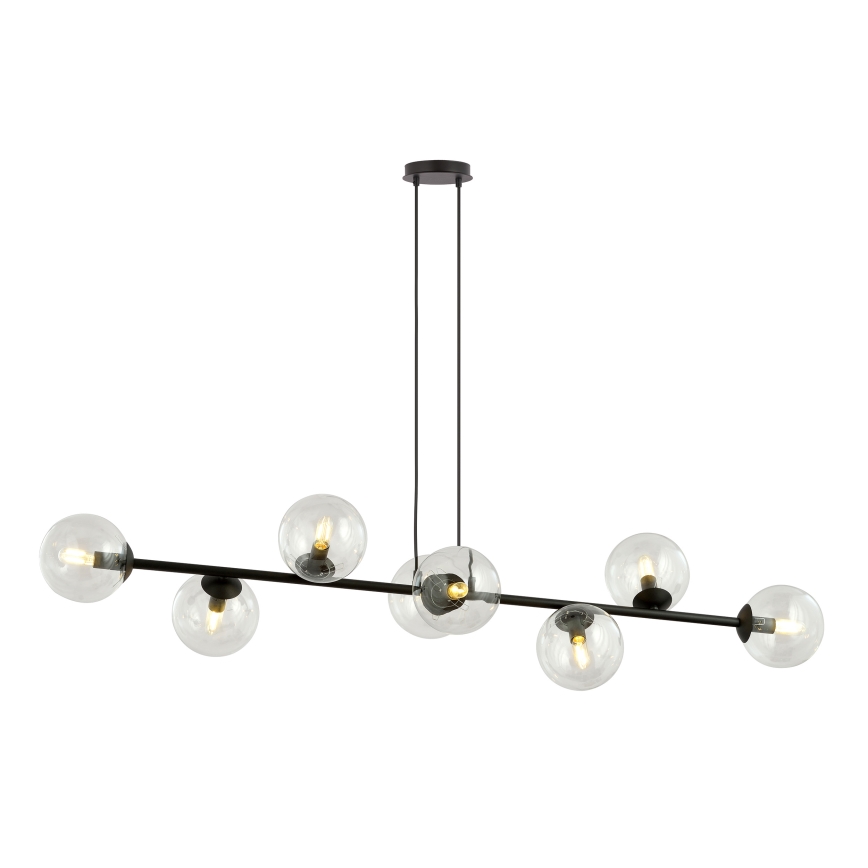 Lustr na lanku ROSSI 8xE14/10W/230V černá/čirá
