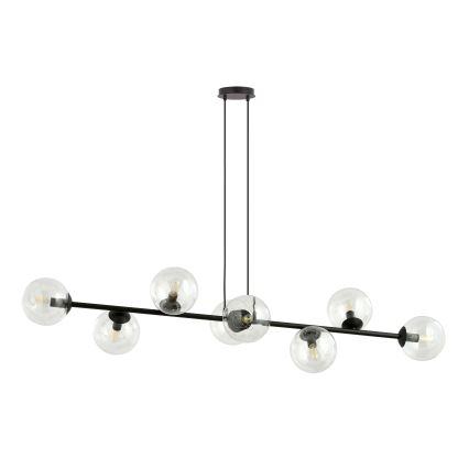 Lustr na lanku ROSSI 8xE14/10W/230V černá/čirá
