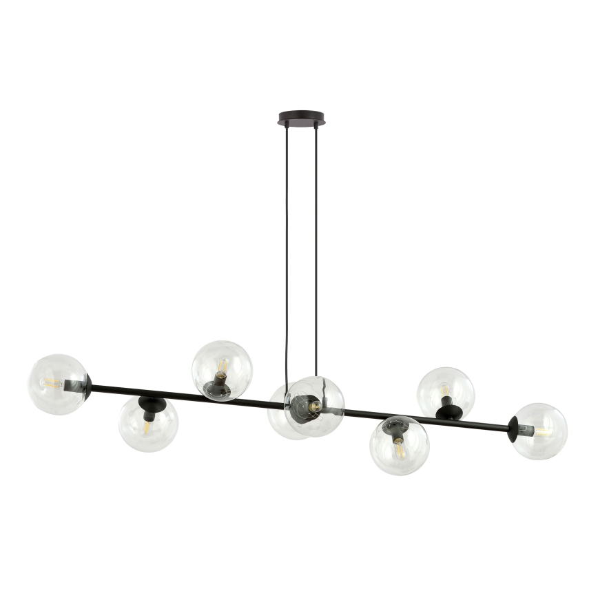 Lustr na lanku ROSSI 8xE14/10W/230V černá/čirá