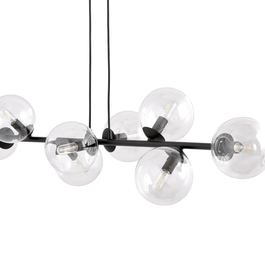 Lustr na lanku ROSSI 8xE14/10W/230V černá/čirá