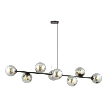 Lustr na lanku ROSSI 8xE14/10W/230V černá/šedá