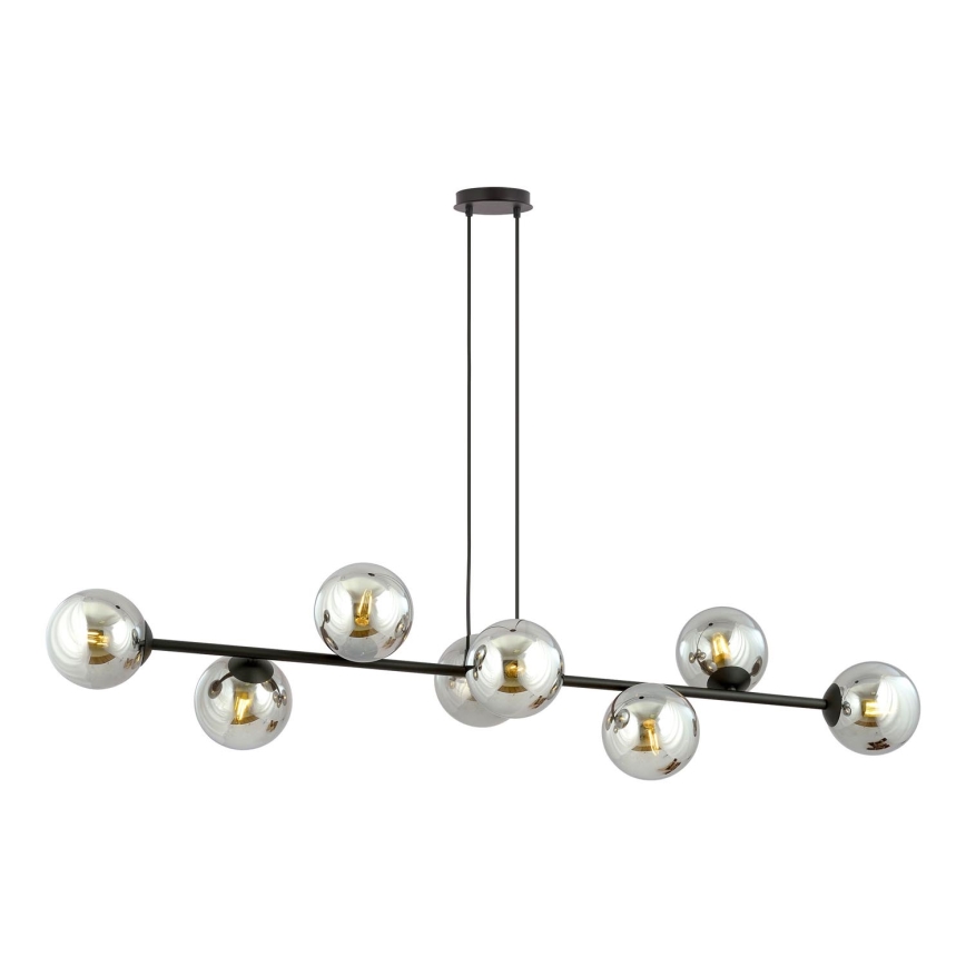 Lustr na lanku ROSSI 8xE14/10W/230V černá/šedá