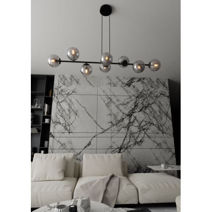 Lustr na lanku ROSSI 8xE14/10W/230V černá/šedá