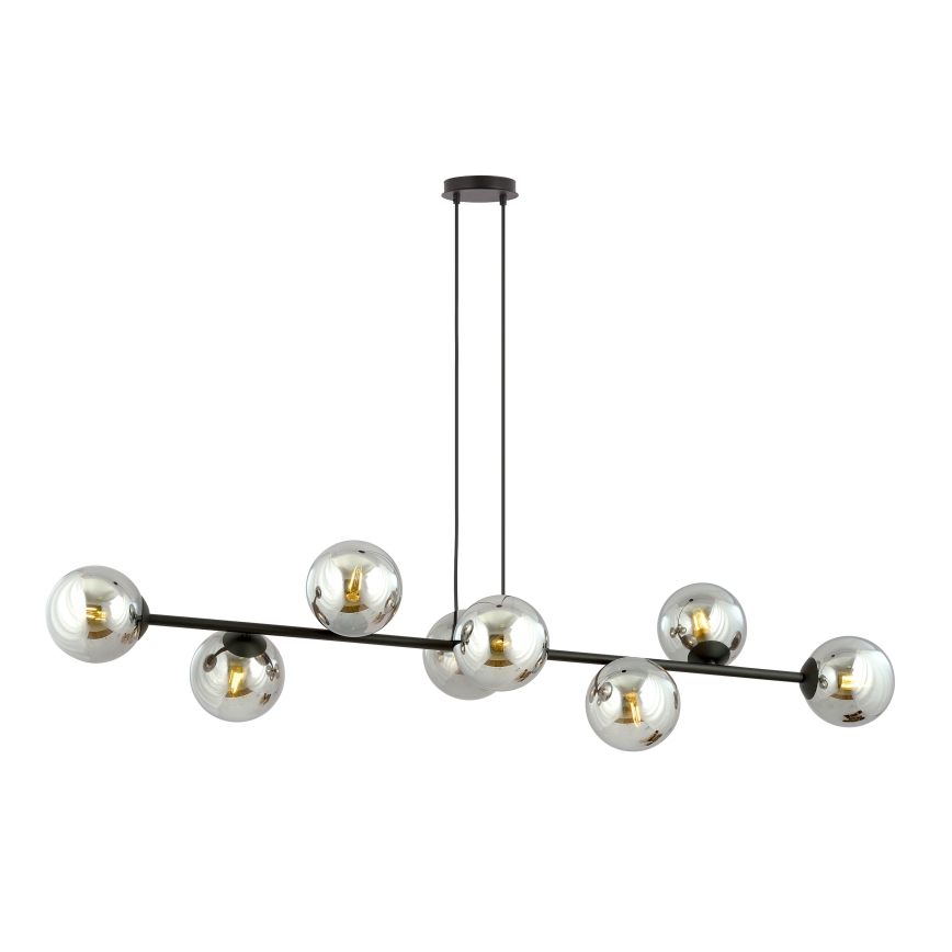 Lustr na lanku ROSSI 8xE14/10W/230V černá/šedá