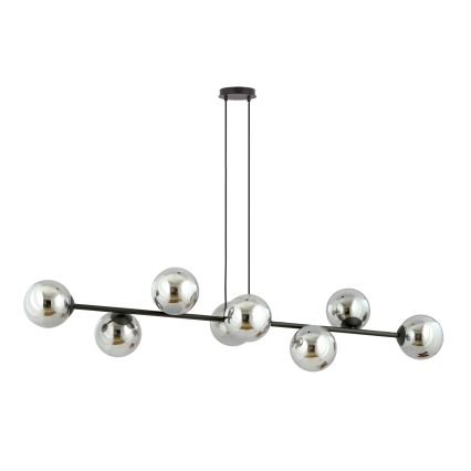 Lustr na lanku ROSSI 8xE14/10W/230V černá/šedá