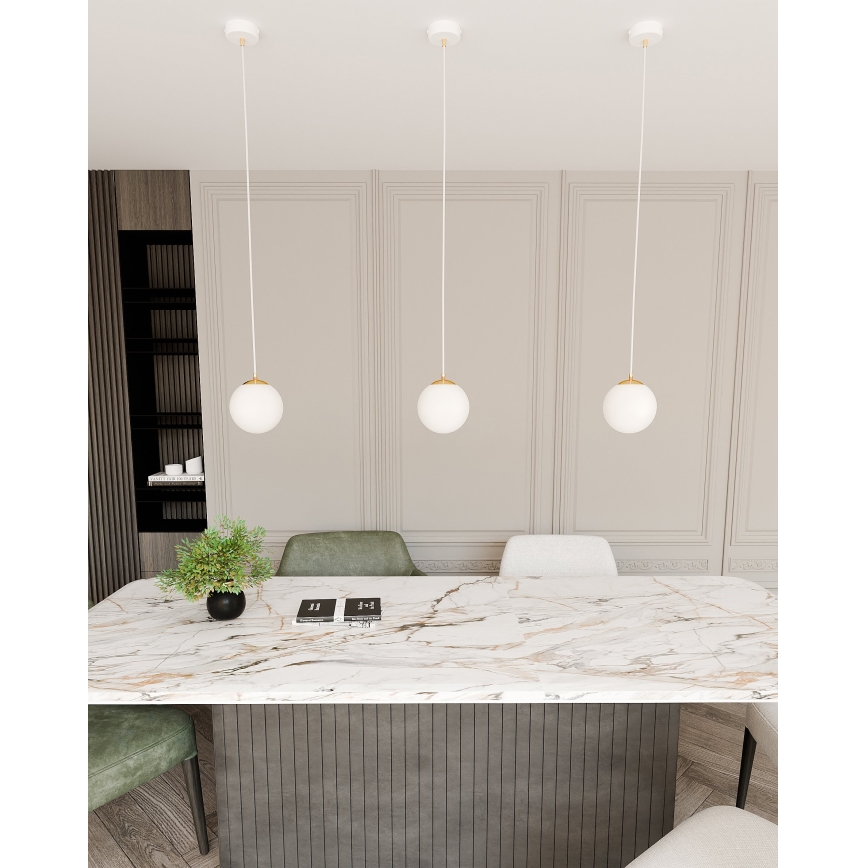 Lustr na lanku ROYAL 1xE14/10W/230V pr. 14 cm bílá