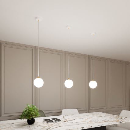 Lustr na lanku ROYAL 1xE14/10W/230V pr. 14 cm bílá