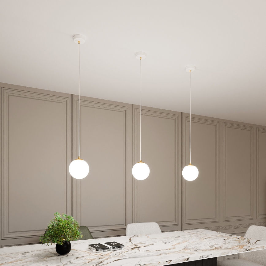 Lustr na lanku ROYAL 1xE14/10W/230V pr. 14 cm bílá