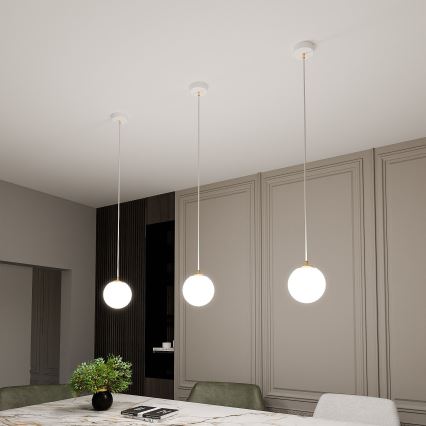 Lustr na lanku ROYAL 1xE14/10W/230V pr. 14 cm bílá