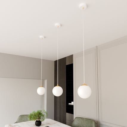 Lustr na lanku ROYAL 1xE14/10W/230V pr. 14 cm bílá