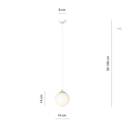 Lustr na lanku ROYAL 1xE14/10W/230V pr. 14 cm bílá