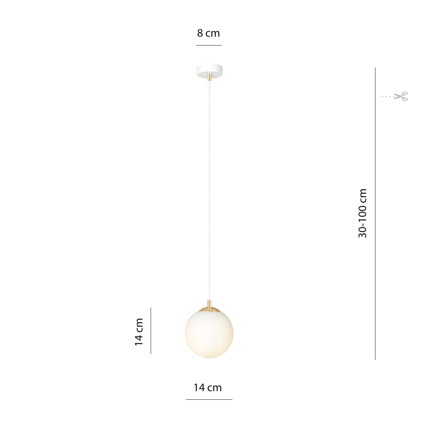 Lustr na lanku ROYAL 1xE14/10W/230V pr. 14 cm bílá