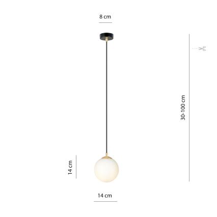 Lustr na lanku ROYAL 1xE14/10W/230V pr. 14 cm černá