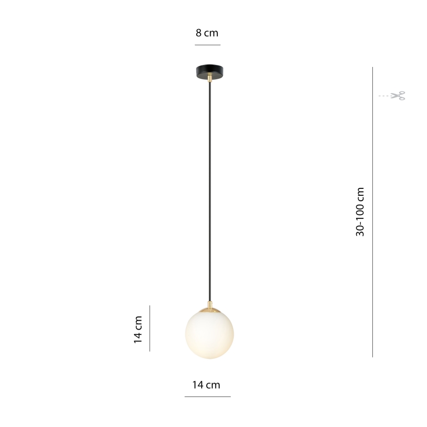 Lustr na lanku ROYAL 1xE14/10W/230V pr. 14 cm černá