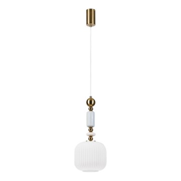 Lustr na lanku ROYAL 1xE27/15W/230V zlatá/bílá