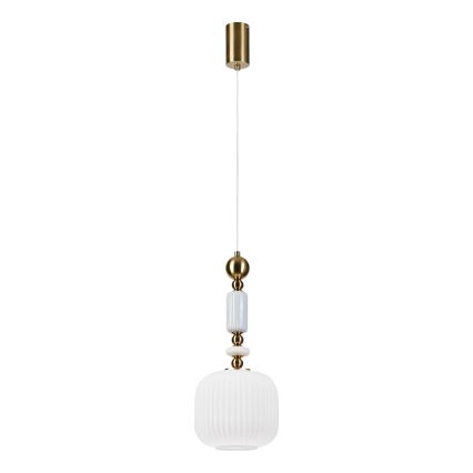 Lustr na lanku ROYAL 1xE27/15W/230V zlatá/bílá