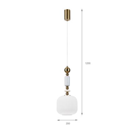 Lustr na lanku ROYAL 1xE27/15W/230V zlatá/bílá