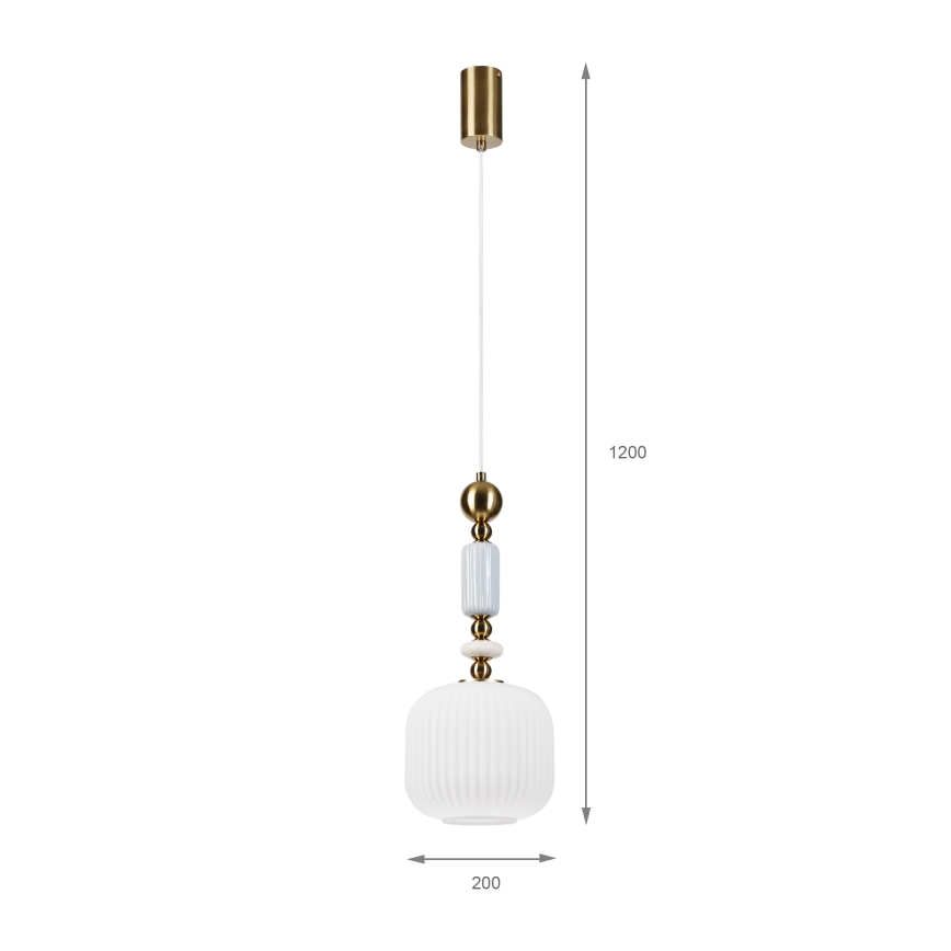 Lustr na lanku ROYAL 1xE27/15W/230V zlatá/bílá