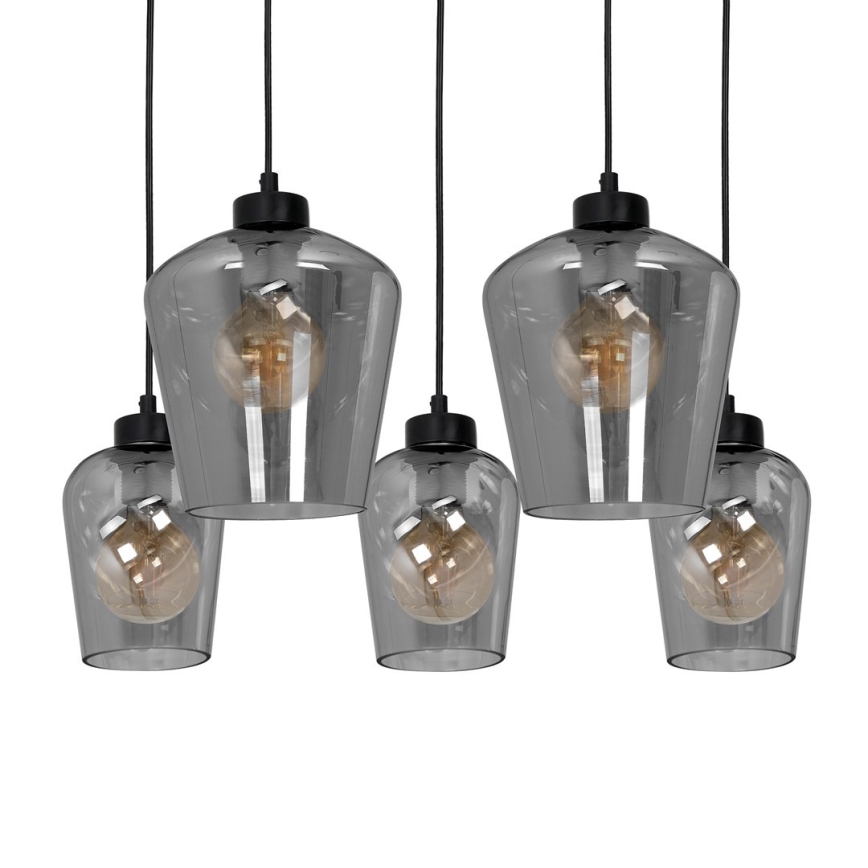 Lustr na lanku SANTIAGO 5xE27/60W/230V černá