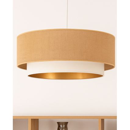 Lustr na lanku SARTA 1xE27/60W/230V pr. 45 cm bílá/juta