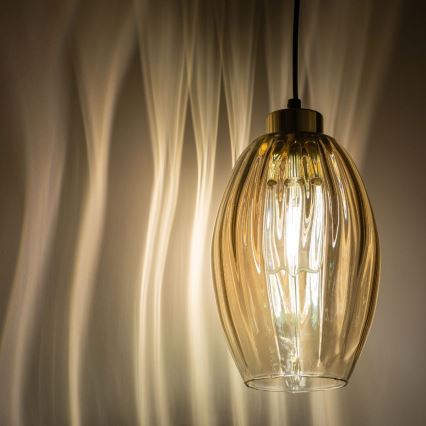 Lustr na lanku SEBO 1xE27/15W/230V černá/kouřová béžová