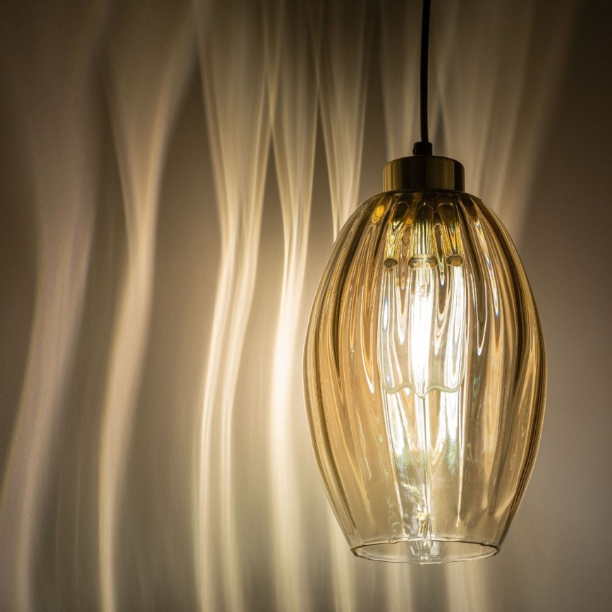 Lustr na lanku SEBO 1xE27/15W/230V černá/kouřová béžová